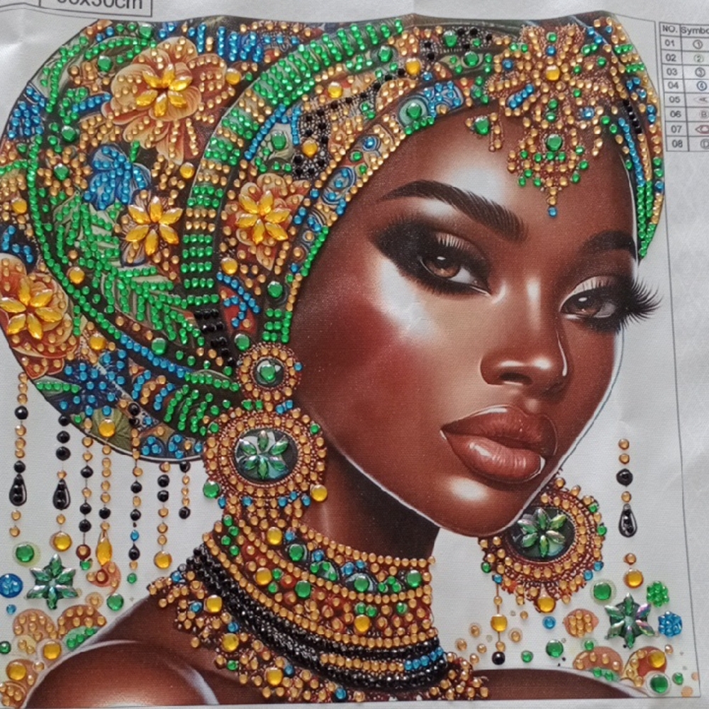 New 🌟 Just Finished 😍🤩☺️Elegant Beaded Woman Art Painting in Green and Gold